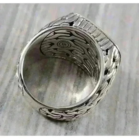 John Hardy Sterling Silver Classic Chain Signet Ring with Diamonds Size 8.75 - Picture 11 of 13